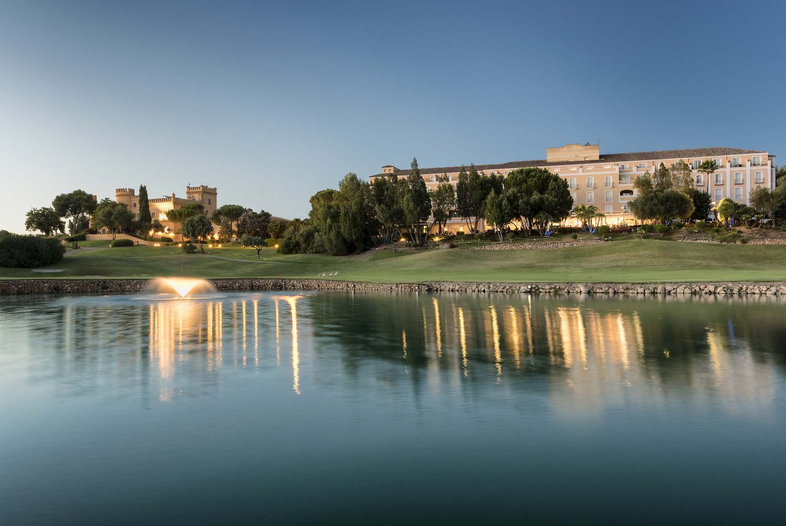 Barceló Montecastillo golf course and castle hotel at dusk