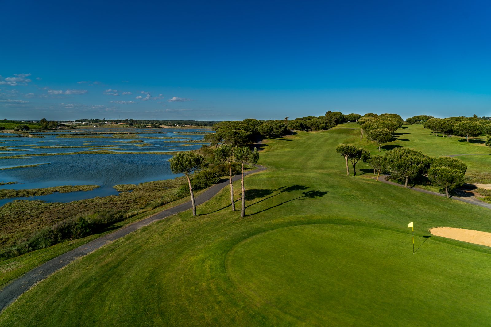 El Rompido golf course fairway along the marshland estuary