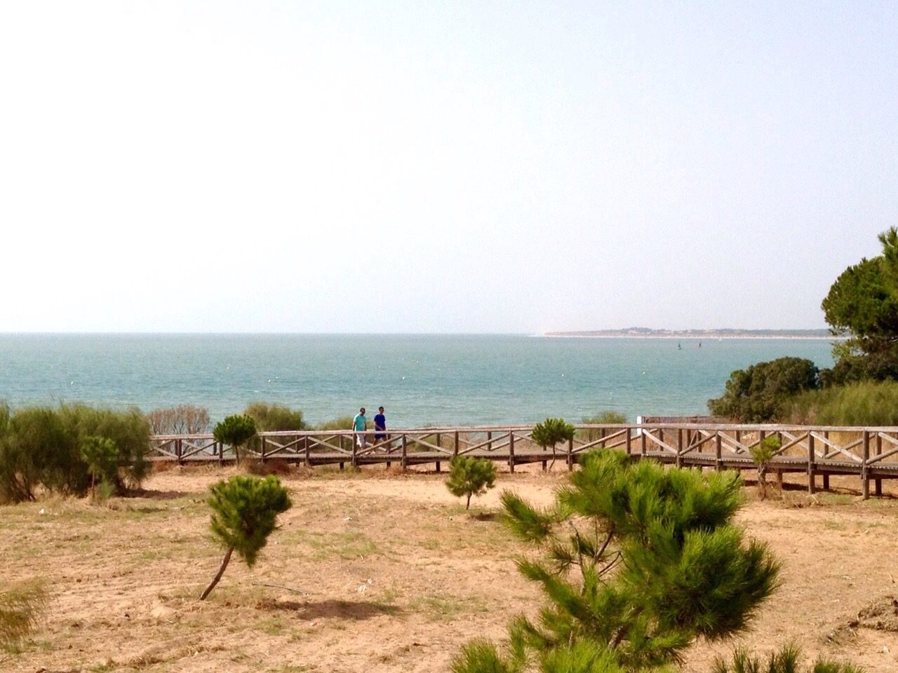 Wooden boardwalk over the dunes at the El Rompido estuary